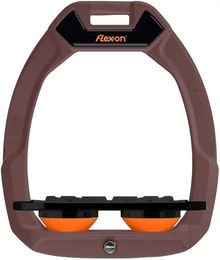 Flex-On Safe-On Sicherheitssteigbügel Plat Grip Braun Schwarz Orange für Pferde – Bild 1 von 1
