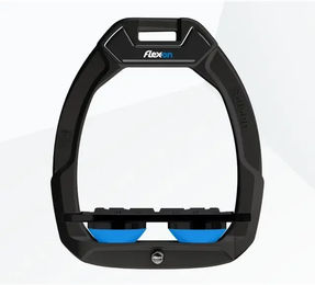 Flex-On Safe-On Sicherheitssteigbügel Plat Grip Schwarz Blau für Pferde – Bild 1 von 1