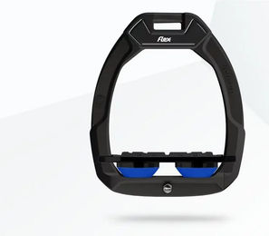Flex-On Safe-On Sicherheitssteigbügel Plat Grip Schwarz Blau für Pferde – Bild 1 von 1