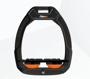 Flex-On Safe-On Sicherheitssteigbügel Plat Grip Schwarz/Orange für Pferde – Bild 1 von 1