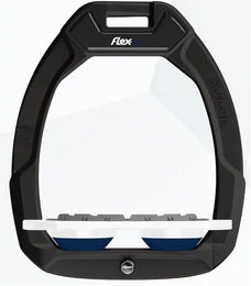 Flex-On Safe-On Sicherheitssteigbügel Plat Grip Schwarz Weiß Marine für Pferde – Bild 1 von 1