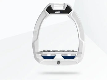 Flex-On Safe-On Sicherheitssteigbügel Plat Grip Weiß Grau Marine für Pferde – Bild 1 von 1