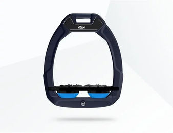 Flex-On Safe-On Sicherheitssteigbügel Ultra Grip Flach für Pferde in Rot/Schwarz/Blau – Bild 1 von 1