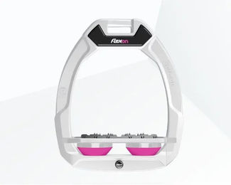 Flex-On Safe-On Sicherheitssteigbügel Ultra Grip für Pferde in Weiß Grau Rosa – Bild 1 von 1