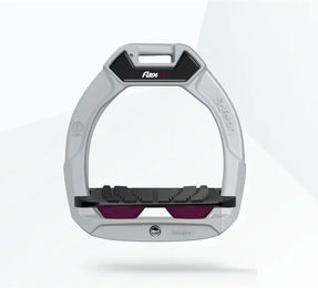 Flex-On Safe-On Steigbügel für Kinder aus Aluminium in Schwarz-Lila mit Grip und Sicherheitsfunktion – Bild 1 von 1