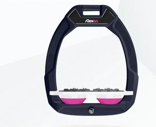 Flex-On Sicherheitsreitersteigbügel Plat Ultra Grip Safe-On in Blau Weiß Rosa – Bild 1 von 1