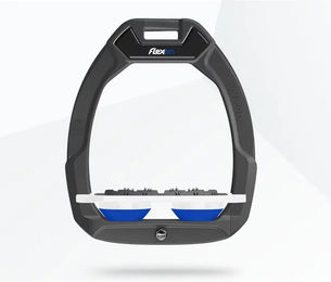 Flex-On Sicherheitsreitsteigbügel Flat Ultra Grip Safe-On Anthrazit Weiß Blau – Bild 1 von 1