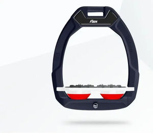 Flex-On Sicherheitsreitsteigbügel Plat Ultra Grip in Braun Weiß Rot mit Safe-On System – Bild 1 von 1