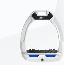 Flex-On Sicherheitsreitsteigbügel Plat Ultra Grip Safe-On Weiß Grau Blau – Bild 1 von 1