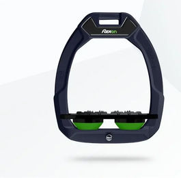 Flex-On Sicherheitssteigbügel Flat Ultra Grip Aluminium Schwarz Grün mit Safe-On System – Bild 1 von 1