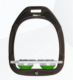 Flex-On Sicherheitssteigbügel Plat Grip Green Composite für Pferde Braun Grau Grün – Bild 1 von 1