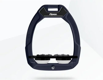 Flex-On Sicherheitssteigbügel Plat Ultra Grip für Pferde Marine Schwarz Weiß – Bild 1 von 1