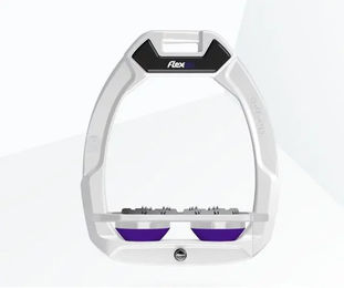 Flex-On Sicherheitssteigbügel Plat Ultra Grip Weiß Grau Violett mit Safe-On Funktion – Bild 1 von 1
