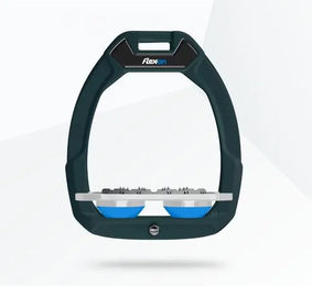 Flex-On Sicherheitssteigbügel Reining Plat Ultra Grip in Grün Grau Blau mit Safe-On System – Bild 1 von 1