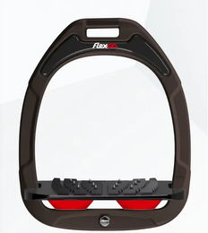Flex-On Sicherheitssteigbügel Reitwinkel Safe-On Ultra Grip Braun Schwarz Rot – Bild 1 von 1