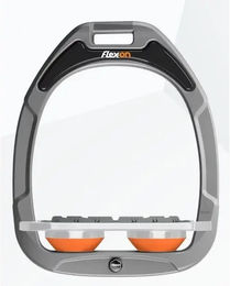 Flex-on Steigbügel Flex-Green Composite aus Aluminium in Silber und Orange mit flacher Grip-Oberfläche – Bild 1 von 1