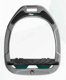 Flex-On Steigbügel Flex-Grip aus Composite in Schwarz-Grün mit Aluminium Neigung – Bild 1 von 1