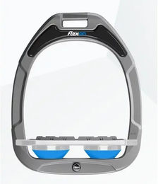 Flex-On Steigbügel Green Composite aus Aluminium in Silber und Blau mit flacher Grip-Oberfläche – Bild 1 von 1