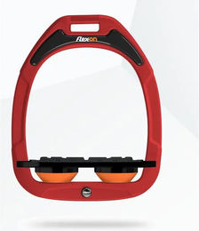 Flex-On Steigbügelplatte Green Composite mit Griff in Rot Schwarz Orange für Pferde – Bild 1 von 1
