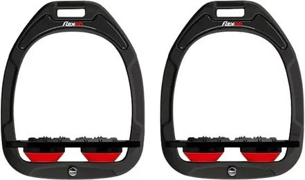 Flex-On Ultra Grip Aluminium Steigbügel Schwarz Rot – Bild 1 von 1