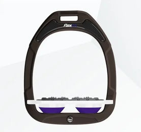 Flex-on Ultragrip Flachsteigbügel aus Green Composite in Braun Weiß Lila – Bild 1 von 1