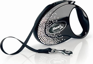 Produktbild von FLEXI Automatik Hundeleine Glam Splash Crystal M Gurtband 5m Schwarz