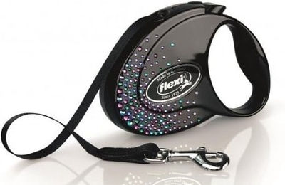FLEXI Automatik-Hundeleine Glam Splash Mystic M Gurtband Schwarz 5m - 5 m – Bild 1 von 5