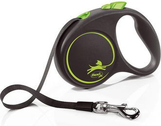 Flexi Automatikleine Black Design Rollleine für Hunde Größe S mit Gurt 5 m Schwarz Grün - 5 m – Bild 1 von 13