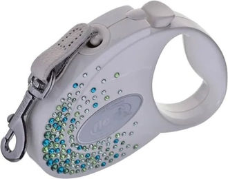 FLEXI Automatische Rollleine Glam Splash Leaf S Tape 3m Weiß mit Swarovski-Kristallen für kleine und mittelgroße Hunde - 3 m – Bild 1 von 2
