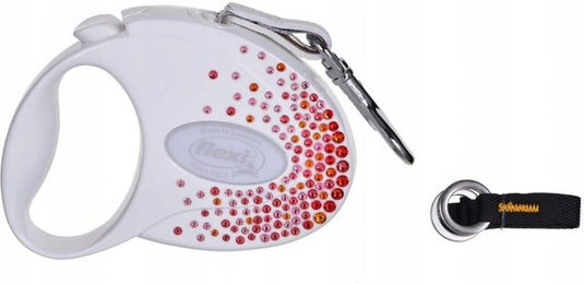 FLEXI Automatische Rollleine Glam Splash Orient für Hunde mit Swarovski-Kristallen 5m Weiß - 5 m – Bild 1 von 3