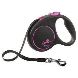 Flexi Black Design Rollleine für Hunde kleine Rassen Schwarz Rosa Größe S 5 m - 5 m – Bild 1 von 13