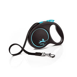 flexi Black Design Rollleine für Hunde mit Gurtband in Schwarz/Blau Größe M - 5 m – Bild 1 von 13