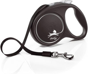 Flexi Black Design Rollleine für Hunde mit Gurtband Schwarz Silber 5 m Größe L bis 50 kg - 5 m – Bild 1 von 13