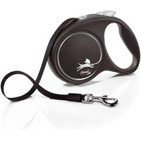Produktbild von Flexi Black Design Rollleine für Hunde mit Gurtband Schwarz Silber 5 m Größe L bis 50 kg - 5 m