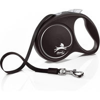 Produktbild von Flexi Black Design Rollleine für Hunde mit Gurtband Schwarz Silber Größe M 5 m - 5 m
