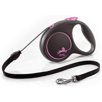 Produktbild von Flexi Black Design Rollleine Seil Schwarz Rosa Größe M 5 m für Hunde bis 20 kg - 5 m