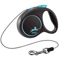 Produktbild von Flexi Black Design S Rollleine Seil Blau Schwarz für Hunde kleiner Rassen 5 m - 5 m