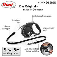 Produktbild von flexi Black Design Seil-Rollleine für Hunde Größe S 5 m Schwarz/Silber - 5 m