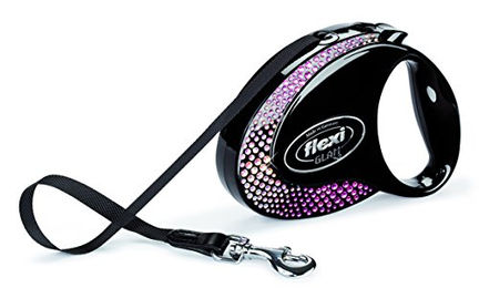 flexi Glam Rollleine für Hunde mit Swarovski-Kristallen Schwarz Mittel - 5 m – Bild 1 von 2