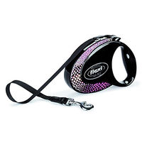 Produktbild von flexi Glam Rollleine für Hunde mit Swarovski-Kristallen Schwarz Mittel - 5 m
