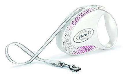 Produktbild von flexi Glam Rollleine für Hunde mit Swarovski-Kristallen Weiß Mittel - 5 m