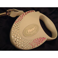 Produktbild von Flexi Glam Rollleine für kleine Hunde mit Swarovski-Kristallen Weiß 3m - 3 m
