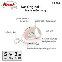 flexi Mini Rollleine aus Leder in Rosa Größe S - 3 m – Bild 1 von 2