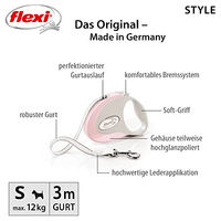 Produktbild von flexi Mini Rollleine aus Leder in Rosa Größe S - 3 m