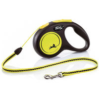 Produktbild von Flexi Neon Reflect Rollleine Seilleine für kleine Hunde Schwarz Gelb 5 m