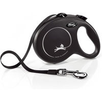 Produktbild von Flexi New Classic Rollleine für Hunde mit Gurtband Schwarz Größe L 5 m - 5 m