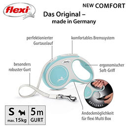 Flexi New Comfort Rollleine aus Gurtband für Hunde kleine Rassen, S, 5 m, hellblau - 5 m – Bild 1 von 4