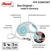 Produktbild von Flexi New Comfort Rollleine aus Gurtband für Hunde kleine Rassen, S, 5 m, hellblau - 5 m