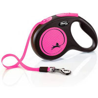 Produktbild von flexi New Neon Gurt-Leine für Hunde Größe M 5 m Schwarz/Neon-Pink - 5 m