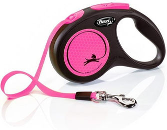 flexi New Neon Gurt-Rollleine für Hunde Größe S 5 m Rosa Schwarz - 5 m – Bild 1 von 13